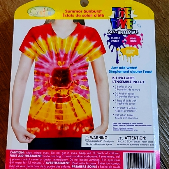 NWT new tie dye kit purple pink yellow up to eight shirts never opened Packaging - Picture 3 of 5